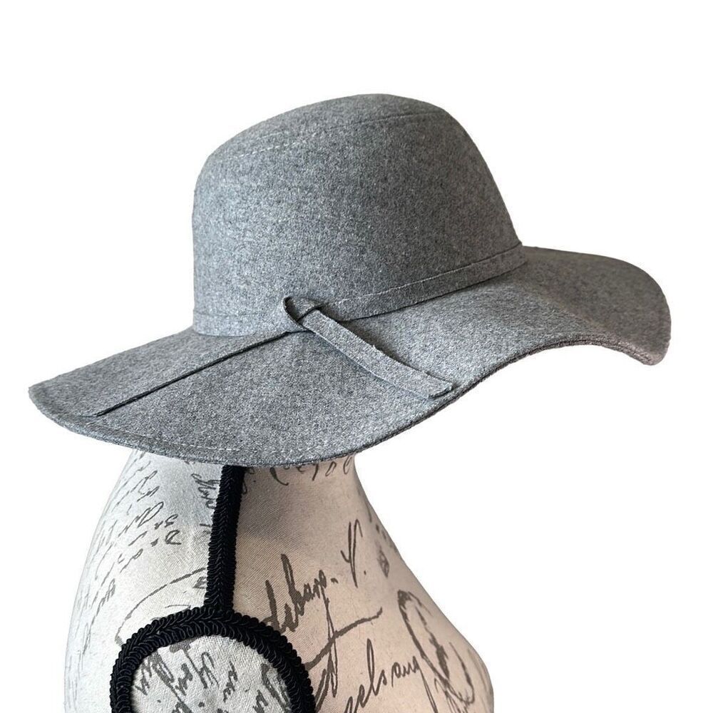 Boho Chic Grey Wool Blend Floppy Hat